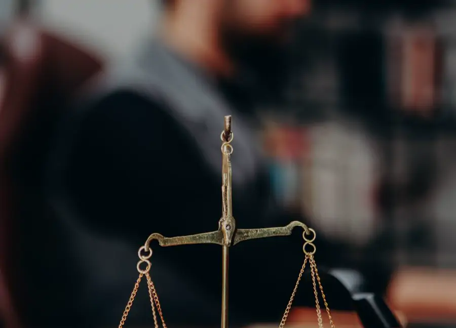 Scales of justice in a law office